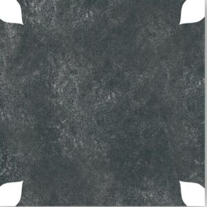 Cloudy black floral tile 300x300mm